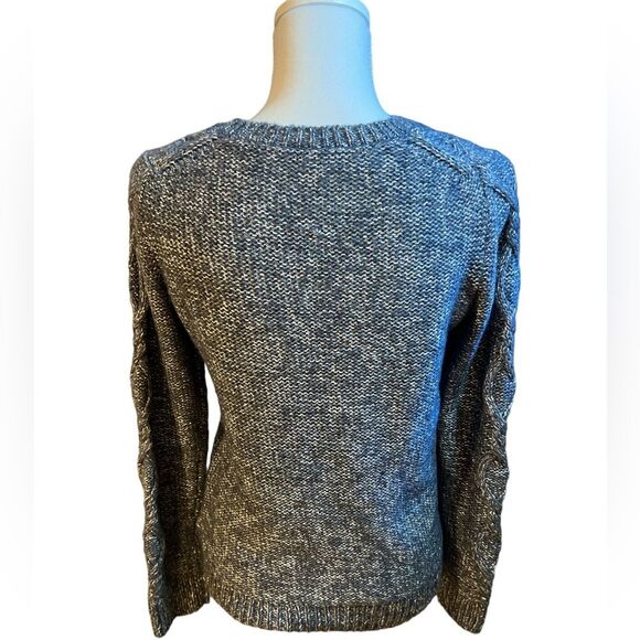 GAP Womens Wool Cable Knit Sweater Size S Grey Chunky Knit Fisherman Grandmacore - Picture 3 of 7